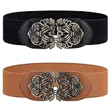 Damen Breiter Elastischer Taillengürtel 2 Stück Retro Damen Stretch...