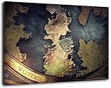 Westeros Karte Format 120x80 cm Bild auf Leinwand, XXL riesige Bilder...