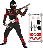 SATKULL Ninja Kostüm Junge & Mädchen Halloween Luxus Kostüm Drache...
