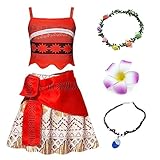 JMOCD Mädchen Moana Kostüm,Prinzessin Kleid Abenteuer Outfit Vaiana...