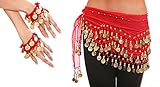 Belly Dance Bauchtanz Kostüm rot Hüfttuch inkl. ein paar Handketten...