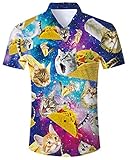 Goodstoworld Pizza Katze Hawaii Hemd Männer Bunt Funky Sommer...