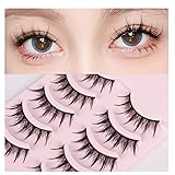 Natürliche Falsche Wimpern,Manga Lashes mit klarem Band Spiky Wispy...