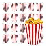 DYOUen 25 Stück Popcorntüten, Rot-Weiß Gestreifte Popcorn Tüten,...
