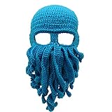 YEKEYI Funny Knight Helm Beanie mit Bartmütze Handmade Gestrickte...