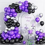 Halloween Luftballon Girlande, Schwarz Lila Silber Metallic Latex...