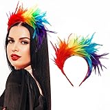 PROUSKY Feder Haarreif Haarband, Fascinator Buntes Feder...