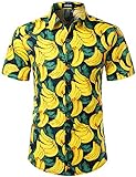 JOGAL Herren Funky Fruit Shirts Kurzarm Hawaiihemd Large Grün Gelb