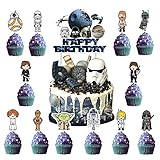 Star Wars Cake Topper, 25 Stück Star Wars Cupcake Toppers Wrapper...