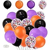 40 Stück Luftballons Schwarz Orange lila Ballons,Konfetti...