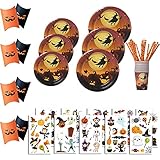 ASSUGO Halloween Geschirr 75-teiliges Set, Halloween Partygeschirr Set...