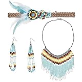 Widmann 95720 - Indianerin Schmuck Set 3-teilig, Haarband, Ohrring und...