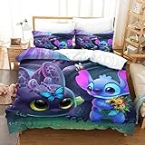 Lilo & Stitch Bettwäsche-Set 2-Teilig Bettbezug-Set Cartoon-Thema...
