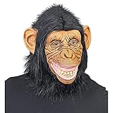 Widmann 03297 - Maske Schimpanse mit Plüschfell, Affe, Tiermaske,...