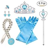 Vicloon Elsa Prinzessin Kostüme, Set of 8 mit Handschuhe, Tiara...