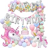 Einhorn Geburtstagsdeko Mädchen, Einhorn Luftballons Deko...
