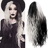 Mildiso Perücke Schwarz Silber grau Damenperücke Lang Gewellt Locken...