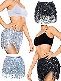 2 Stück Rave Rock Fransen Rock mit Pailletten Quaste Rock Bauchtanz...