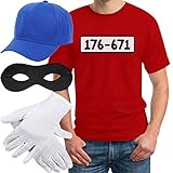 Panzerknacker Banditen Bande Herren Kostüm Shirt + MÜTZE + Maske +...