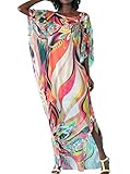 FSMO Damen Elegante Blumen Sommer Kleid Chiffon Tunika Strandkleider...