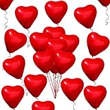 50 Stück Rot Liebe Herzballons Rot Latex Herz Luftballons für...
