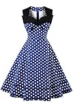 AXOE Damen 60er Jahre Polka Dot Retro Vintage Rockabilly Kleider...