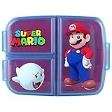 Super Mario Brotdose für Kinder mit 3 Fächern, Lunchbox aus...