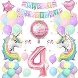 Einhorn Geburtstagsdeko 4 Jahre,Einhorn Deko Kindergeburtstag Set...
