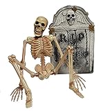 Halloween Horror Deko Skelett und Grabstein Megaset