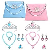HIFOT Handtasche Schmuckset für Kinder, Elsa Krone Halskette Armband...