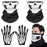 WELLXUNK Halloween Skelett Maske Handschuhe, 2 Stück Totenkopf Maske...