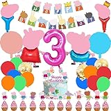 Geburtstagsdeko Mädchen 3, 52 Stück Kinder Geburtstags Luftballons...