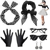 VEGCOO 6 Teiliges Rockabilly Accessoires Damen,50er Jahre Kostüm...