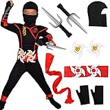 Windskids Ninja Kostüm Anzug Kinder Cosplay Ninja Kostüm Rot Schwarz...