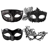 AYNKH Maskerade Masken 4PCS schwarz venezianischen Party Augenmaske...
