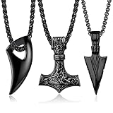 JeweBella 3PCS Wikinger Halskette Herren Thors Hammer Anhänger...