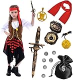 Tacobear Piratenkostüm Kinder Mädchen mit Piraten Zubehör Halloween...