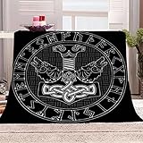 Ruiqieor Wikinger Kuscheldecken 150x200 cm,Decke mit Wikinger Tottem...
