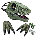 Pwtuuki Dino Maske mit Beweglichem Kiefer, 2 Dinosaurier Claws und 2...