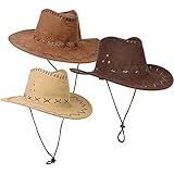 com-four® 3x Cowboyhüte für Erwachsene in verschiedenen Farben für...