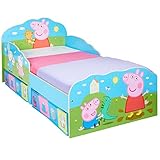 HelloHome Peppa Pig Kinderbett mit Unterbettkommode, Holz, mehrfarbig,...