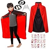 Woparty Vampir Kostüm Kinder Schwarz Rot Vampir Umhang Kinder Unisex...
