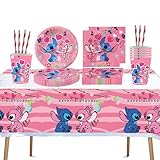 Ptydecta 51 Stücke Stitch Geburtstag party set,Geburtstagsdeko...