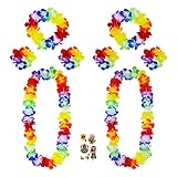 Hawaii Kette Blumen 8 Stück Hawaii Blumenkette Set mit 4 Armbänder 2...