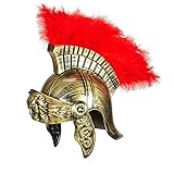 Nerd Clear Römerhelm | roter Federkranz | Gold | beweglicher...