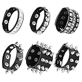 JeweBella 6 Stück Punk Armband Nieten für Herren Damen Goth Breit...