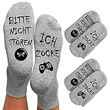 Gaming Socken Geschenke für Gamer 2 Paar mit Spruch bitte nicht...
