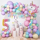 5 Einhorn Ballons Geburtstagsdekoration 120 Stück Pastell Macaron...