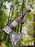 Wikinger Axt Handgeschmiedeter Karbonstahl Palisandergriff mit...