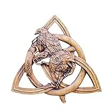 Runenstatue Wanddekor, Krähe Holzornament auf dem magischen Knoten,...